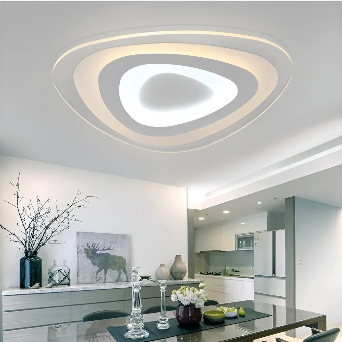 Modern simplicity triangle LED ceiling lamp for bedroom or dining room with smart control and dimmable light