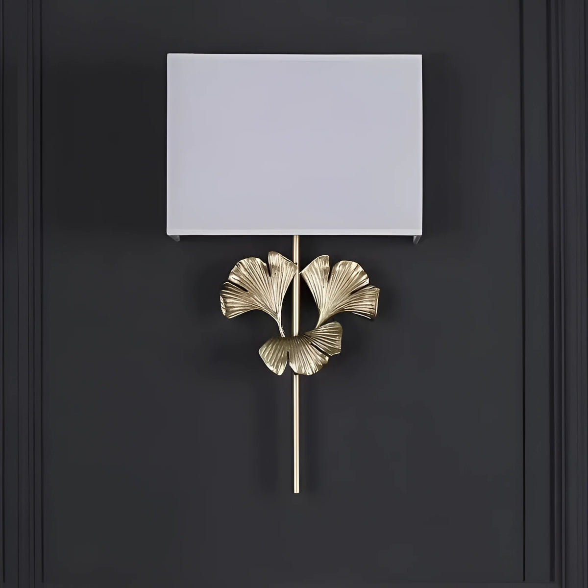 White all-copper ginkgo leaf wall lamp 530x300x120mm with E14 cap for home lighting