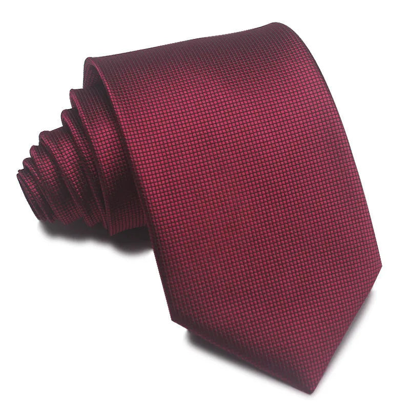 8cm wide polyester jacquard striped men's business tie shown in multiple colour variations