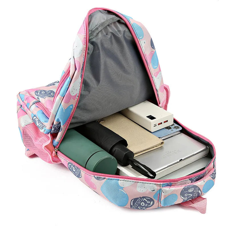 Student school backpack with burden alleviation design in Oxford cloth material