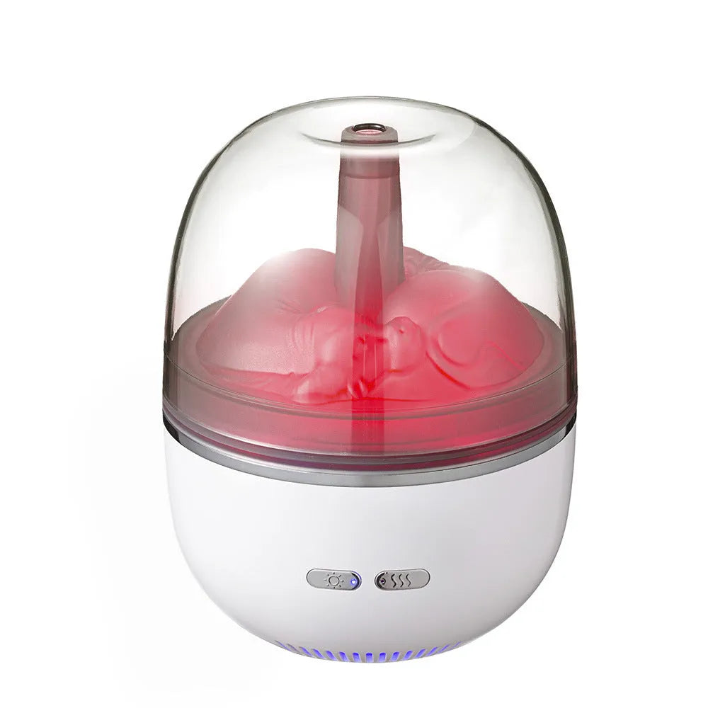 Ultrasonic aromatherapy humidifier with colourful gradient light, USB powered, 120x120x151mm, in green or white