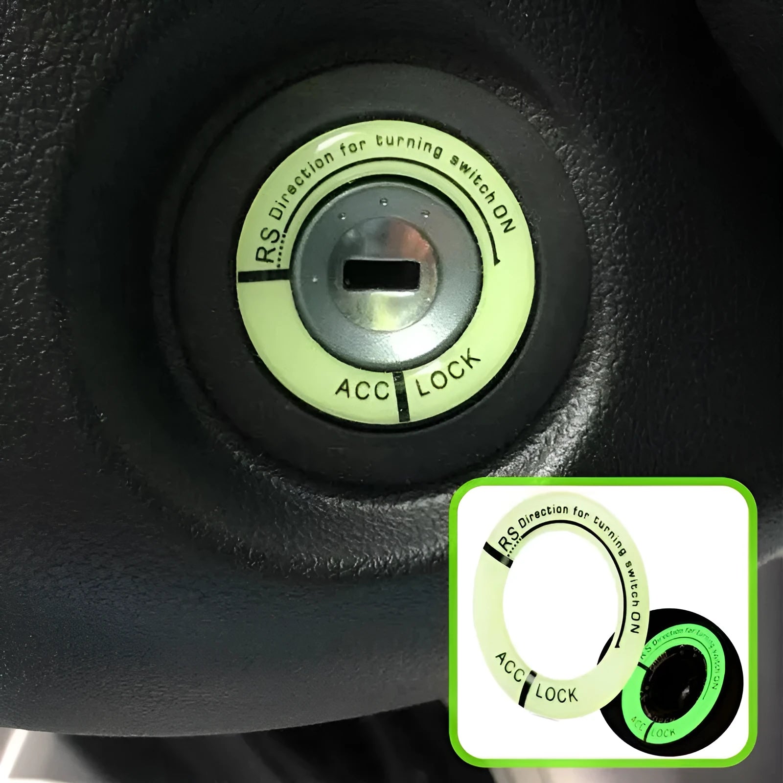 3D stereo fluorescent car keyhole sticker in black with glow effect for night visibility