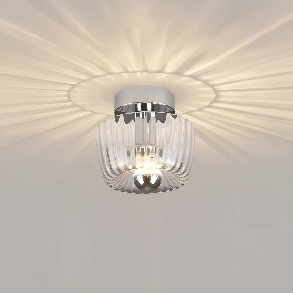 French style ceiling light with transparent chrome glass shade for bedroom bedside or balcony