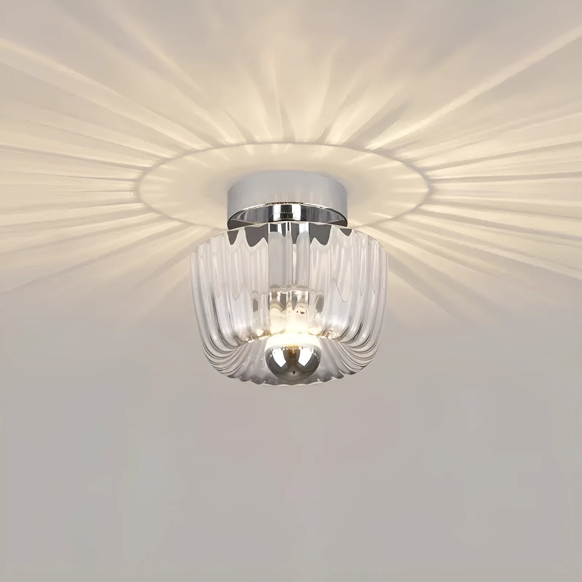 French style ceiling light with transparent chrome glass shade for bedroom bedside or balcony