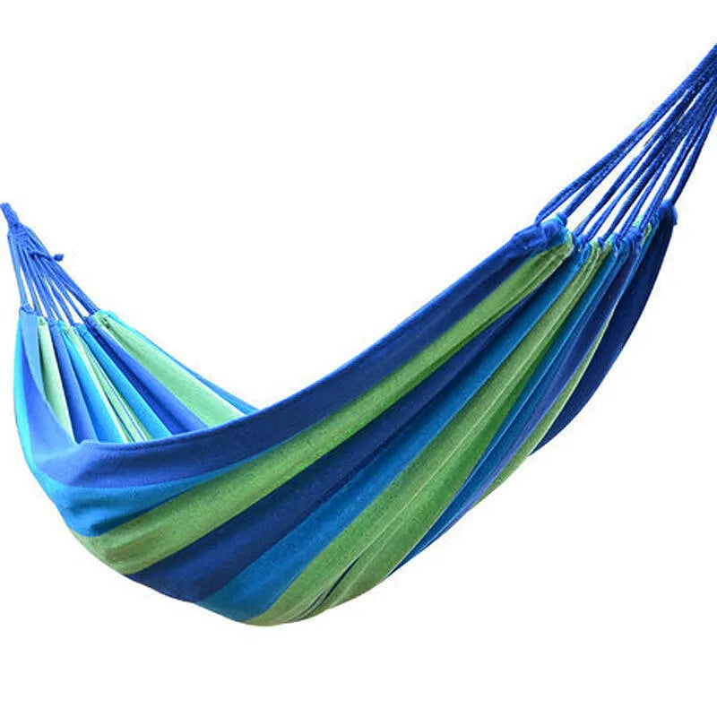 Canvas swing camping hammock with buckle in red anti-flip colour, fabric material, outdoor setting