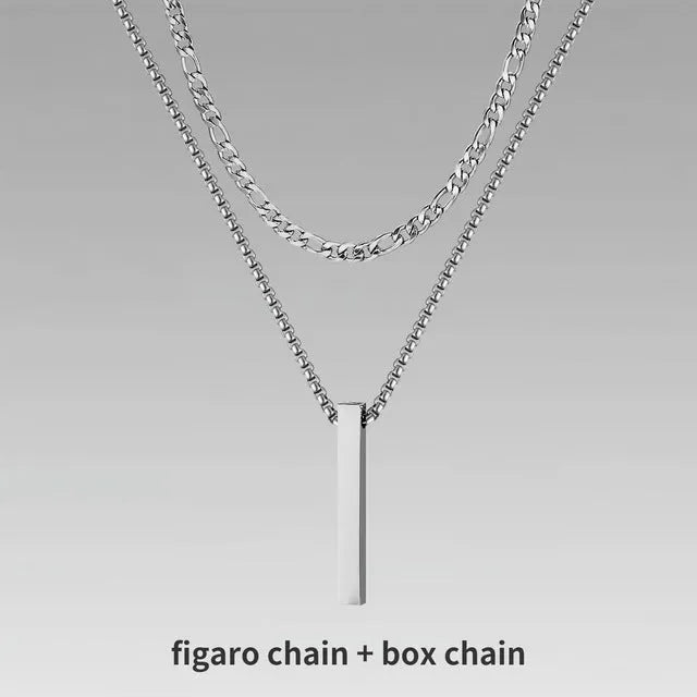 Crystal necklace for men with alloy silver pad finish in European American style
