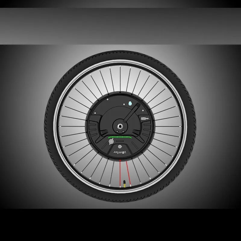 Black alloy hub motor wheel for electric bicycle conversion to mountain bike