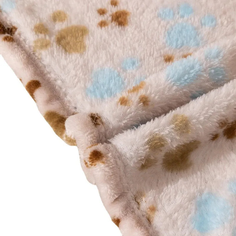 Blue Dog pattern double-sided flannel pet blanket folded to show size and cartoon design.
