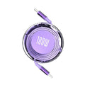 Multi-functional free stretch fast charge data cable Type-C to Type-C 100W 1m in black