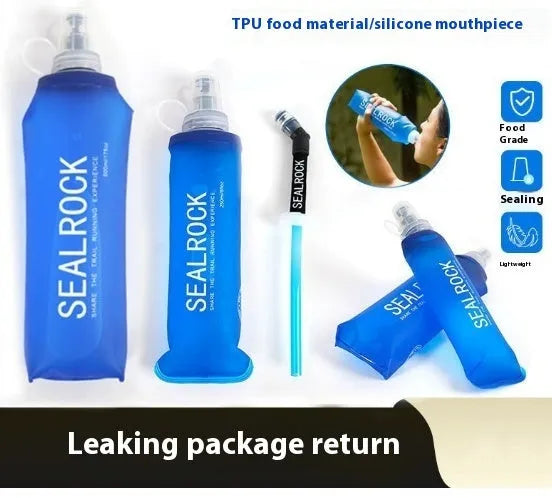 A plastic portable drinking straw with a suction tube for off-road and biking use.