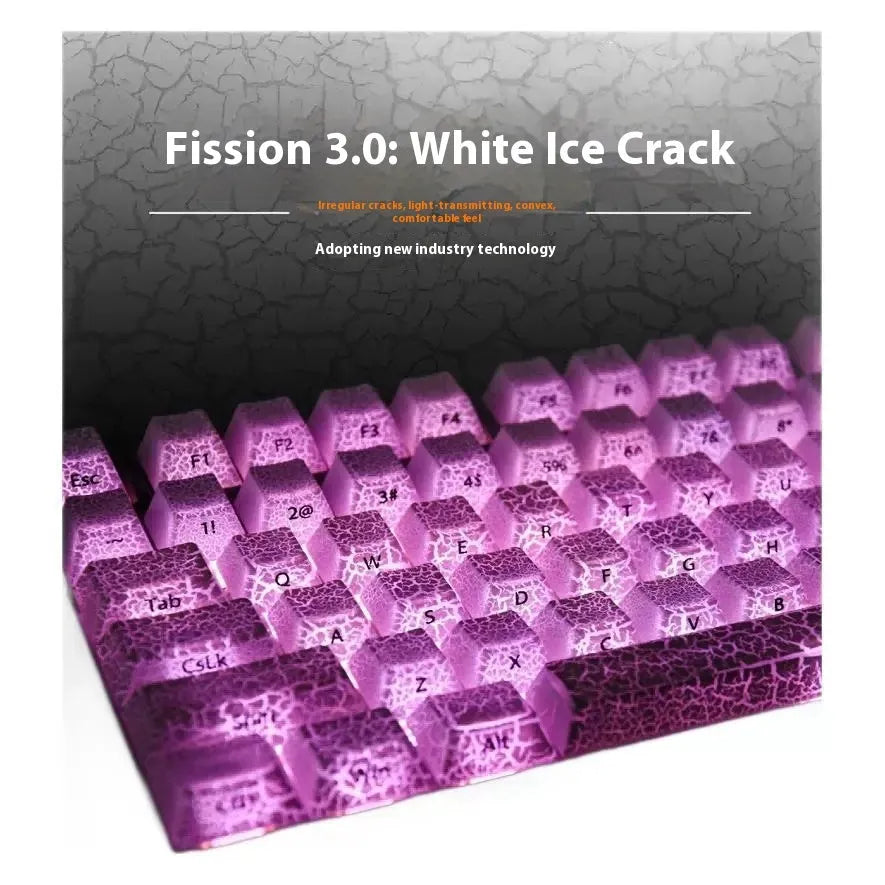 White transparent mechanical keyboard keycaps with side carving detail on keycap profiles