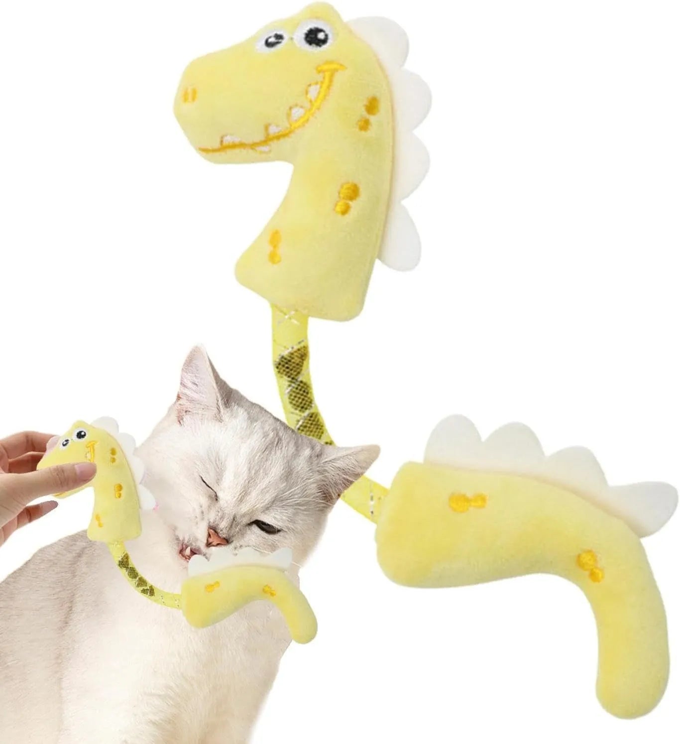 Set of four cat chew toys including rope, fish, mouse, and bunny designs for indoor play