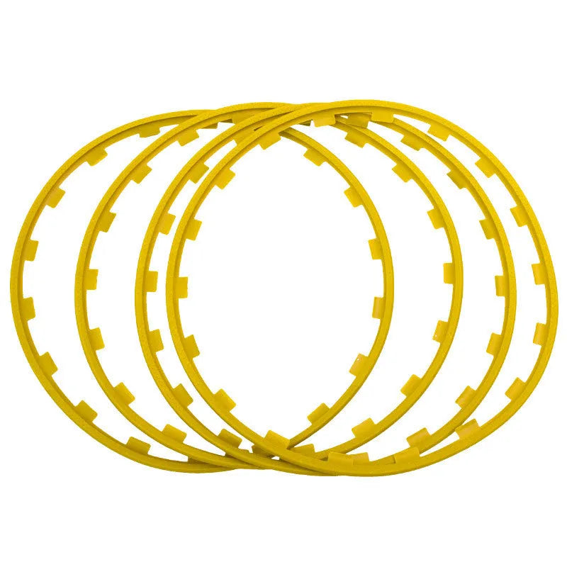Set of four coloured nylon wheel hub protection rings for car alloy wheels