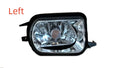 Mercedes-Benz W203 front fog lamp and daytime running lamp set showing left and right plastic units