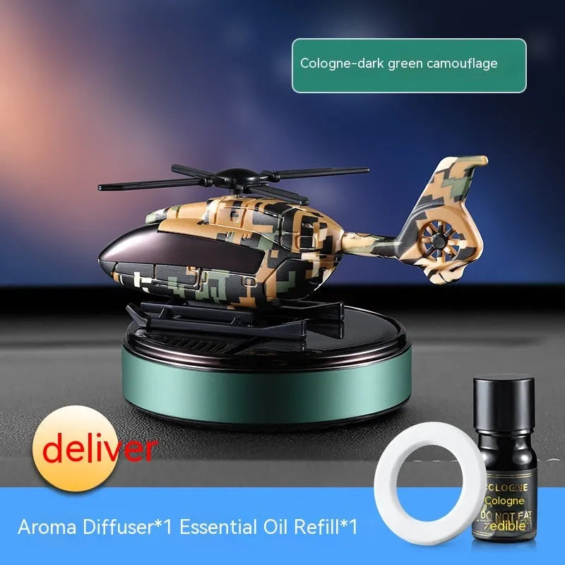 Camouflage patterned solar car perfume decoration for vehicle dashboard odour removal.