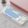 87 key mechanical keyboard with green axis switches, blue white mixed light, compact plastic build