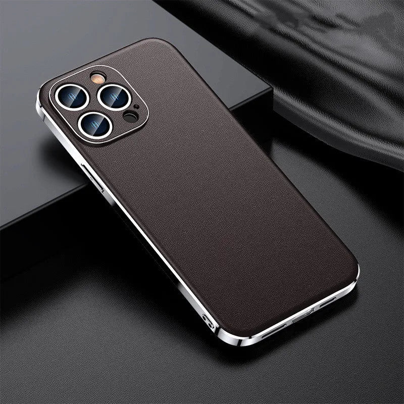 Leather protective case for iPhone 11 to 15 back cover, solid colour, sleek design, multiple colour options available