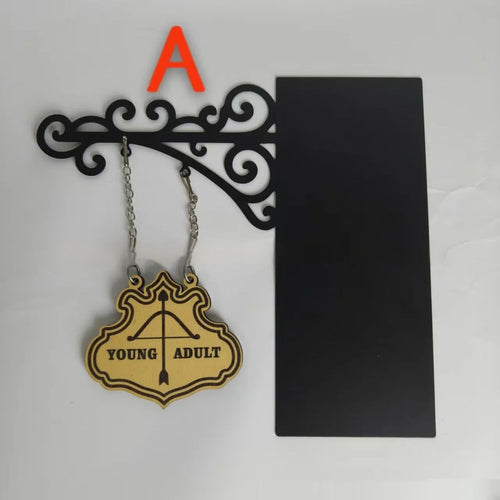 A flat, tavern-themed book nook divider ornament with a wood-effect finish, shown in design style A.