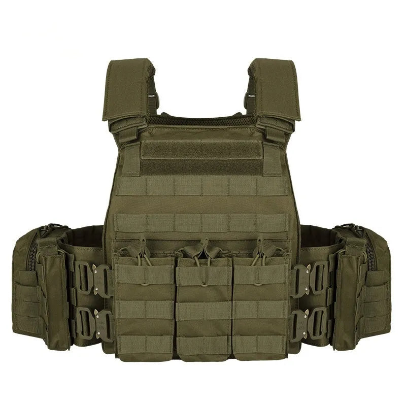 Polyester camouflage tactical vest in army green, black, green CP, or jungle camouflage patterns for outdoor training