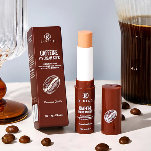 Caffeine eye cream stick applicator for reducing fine lines and dark circles, 3g net content.