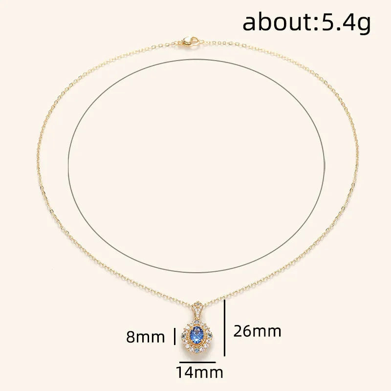 Yellow gold plated women's necklace with mixed gem pendant on an adjustable box chain.