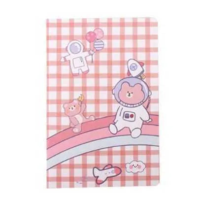 Cartoon A5 notebook with 30 sheets, showing cover design options like Cute Bear and Strawberry Rabbit.