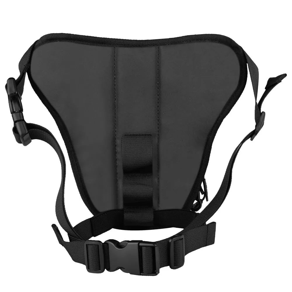 Devil Race Motorcycle Leg Bag in black, 4L capacity, polyester Oxford cloth with PC shell, 28x25x10cm