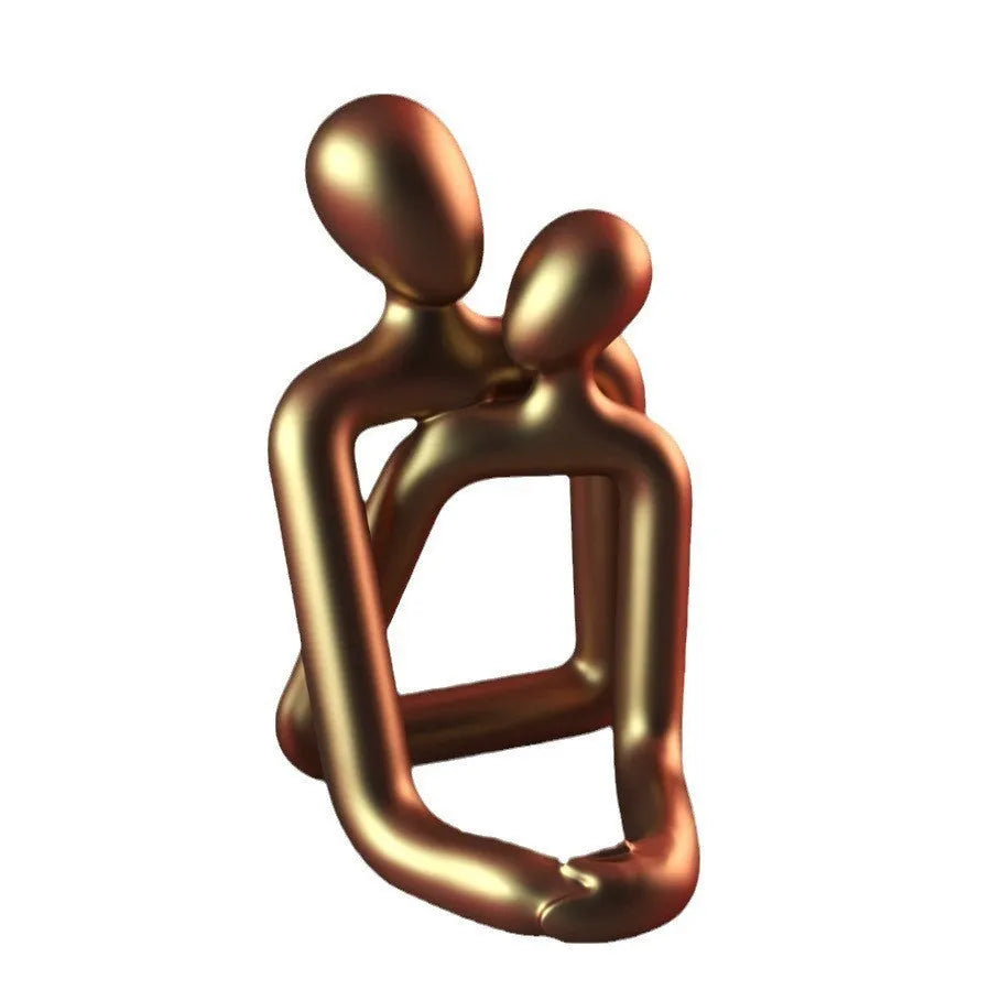 Modern style resin couple statue figurine in milky white or gold finish for shelf display