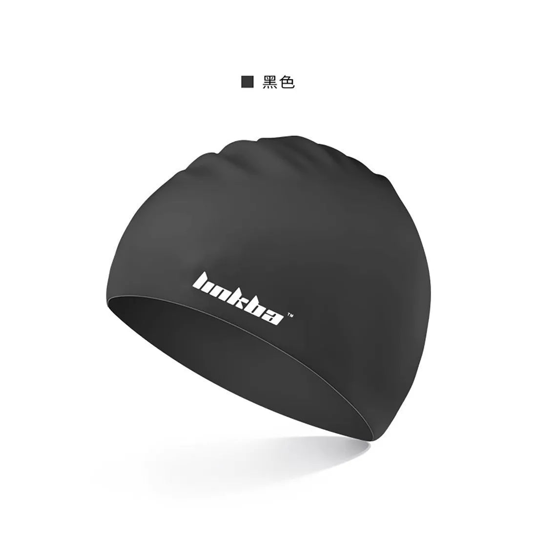 Adult silicone swimming cap with letter pattern in multiple colour options.