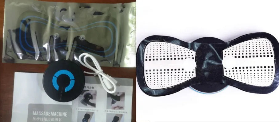 HQ-185 mini electric shoulder and neck massager in black with massage patches