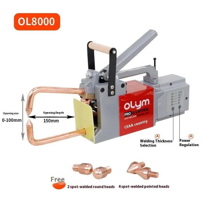 OL8000 double-sided spot welding machine with round and pointed welding heads
