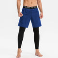 Men's grey quick-drying high elastic tight pants for running and fitness training.