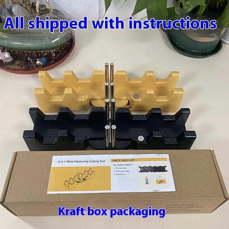 2-in-1 mitre measuring cutting tool black and yellow ABS plastic stainless steel angle marking tool