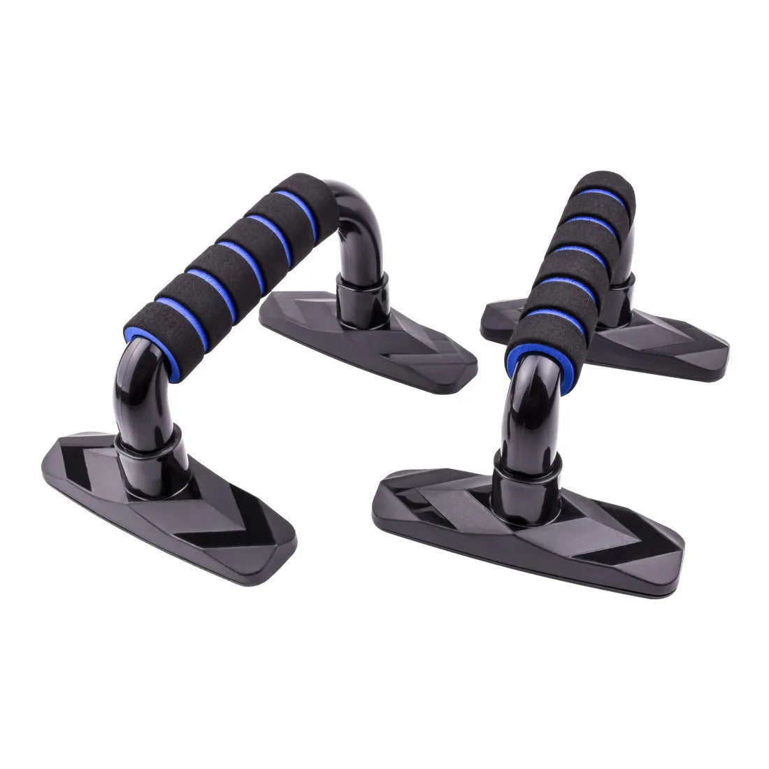 Diamond push up bars in blue, red, grey, and black colours with PP sponge handles for strength training